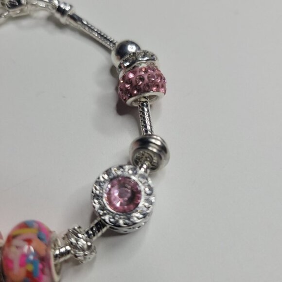 NWT Pandora Style Charm Bracelet Hello Kitty Pink And Silver Color, Med - Large - Picture 5 of 6
